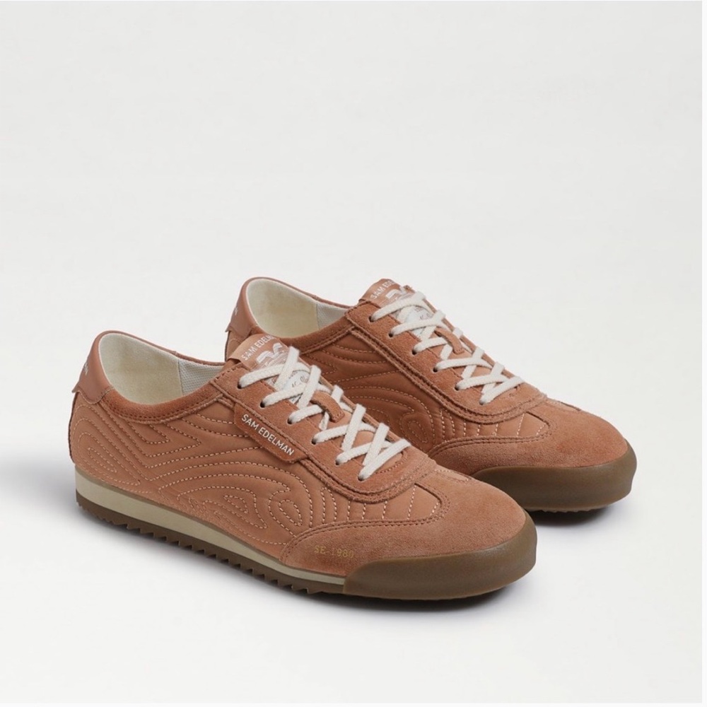 Sam Edelman Tan Pinkish Sneakers with White Laces